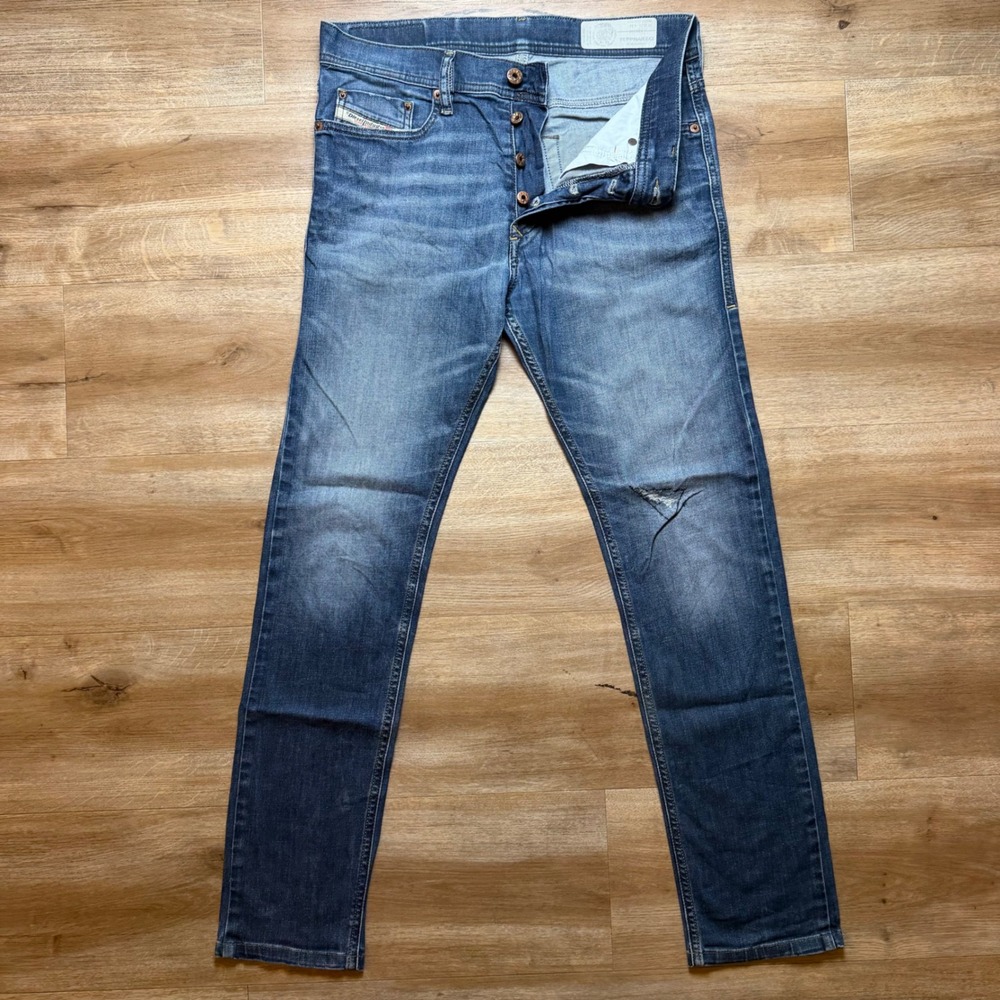 Diesel Tepphar ECI Jeans Men 28x29 Blue Slim Carrot Stretch Distressed 0685F